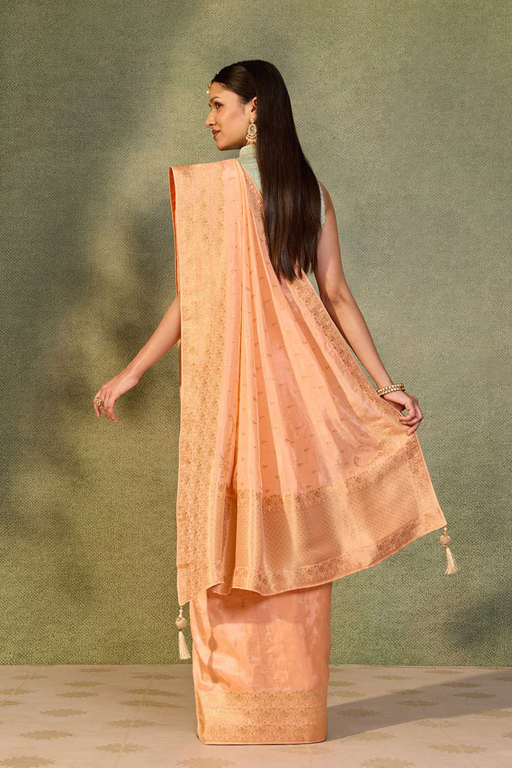Light Orange Woven Pure Viscose Saree image number null
