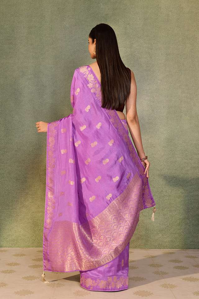 Violet Woven Pure Viscose Saree thumbnail image number null