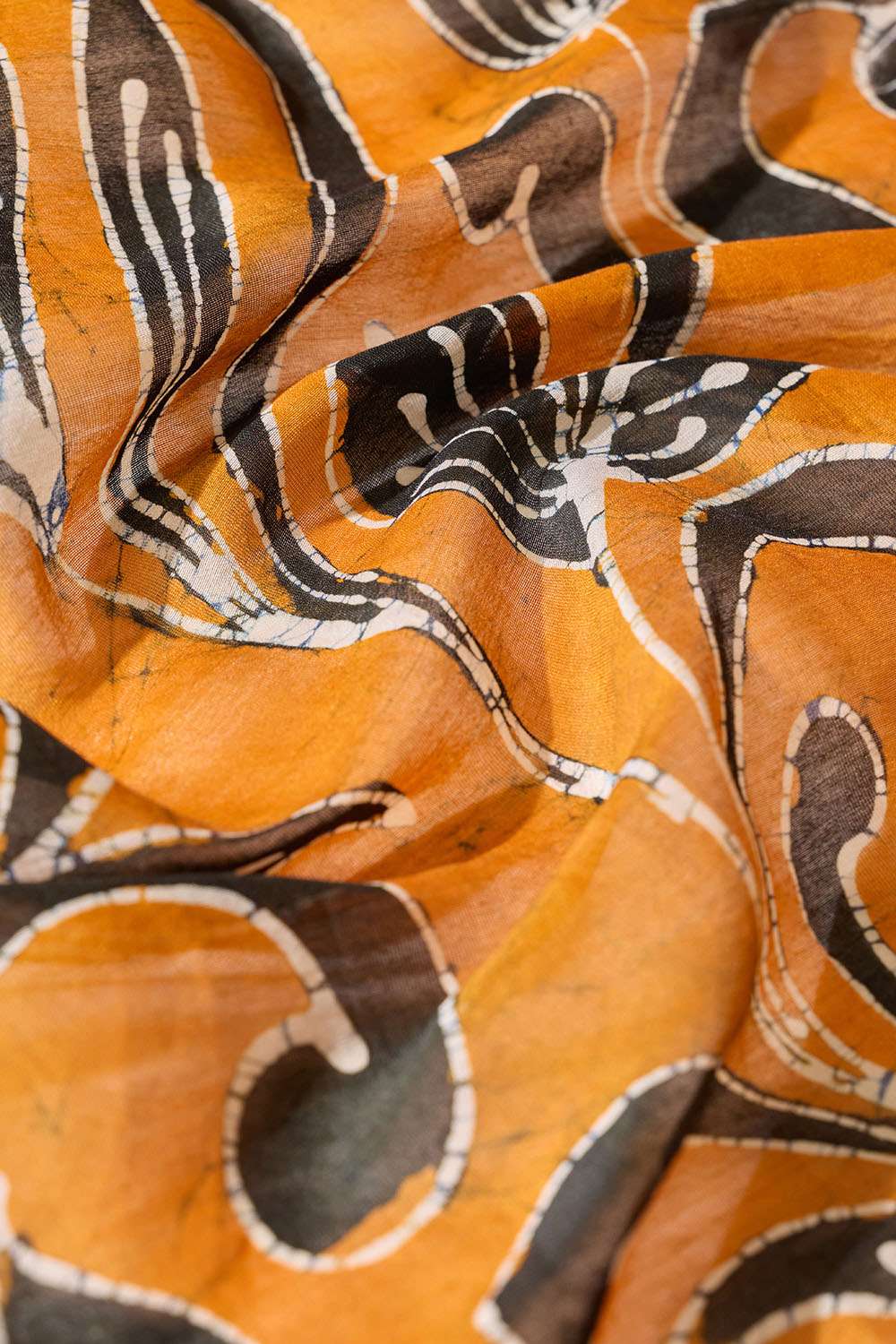 Black Batik Pure Silk Cotton Ujjain Saree image number null