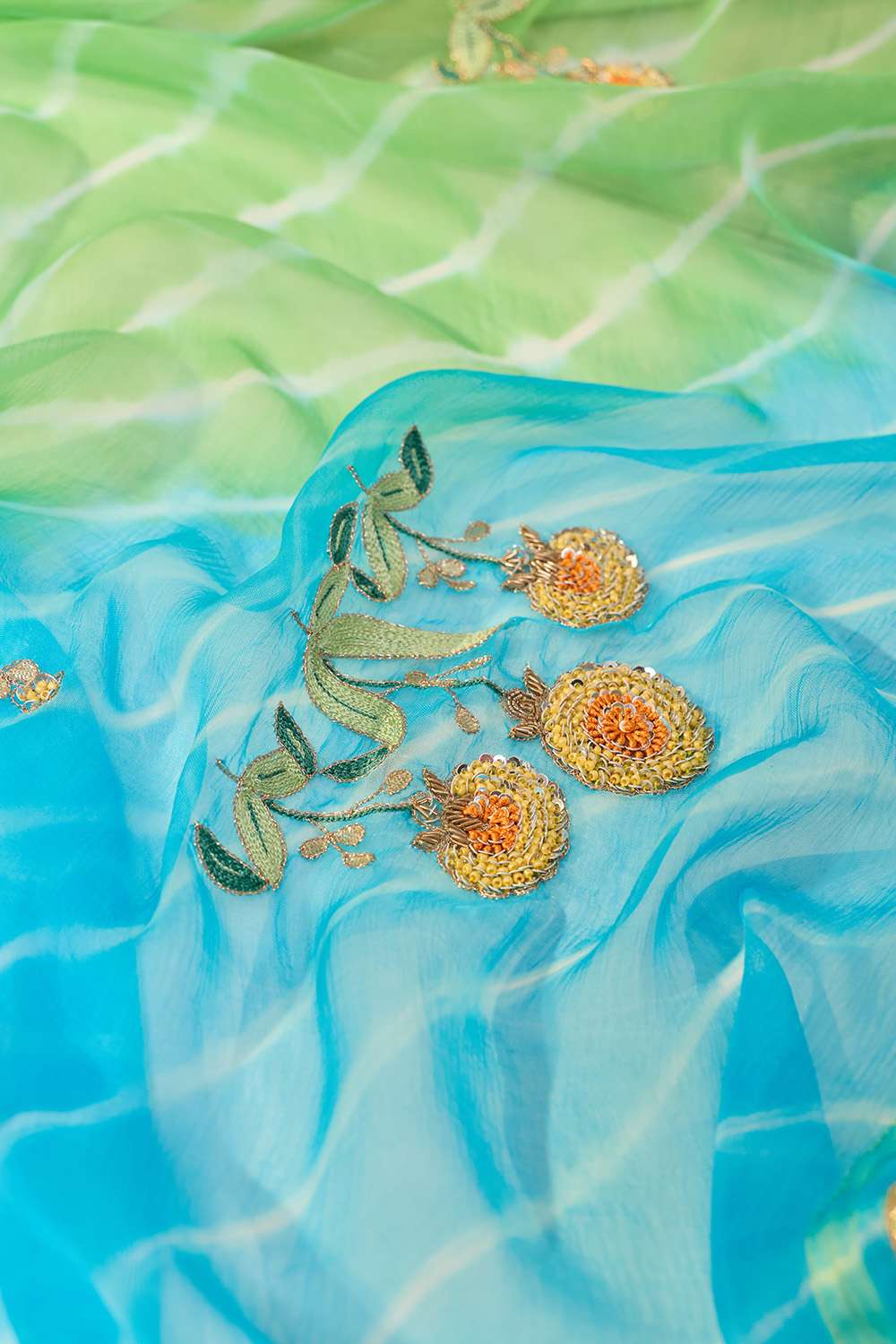 Blue Rajasthan Viscose Chiffon Leheriya Saree image number null