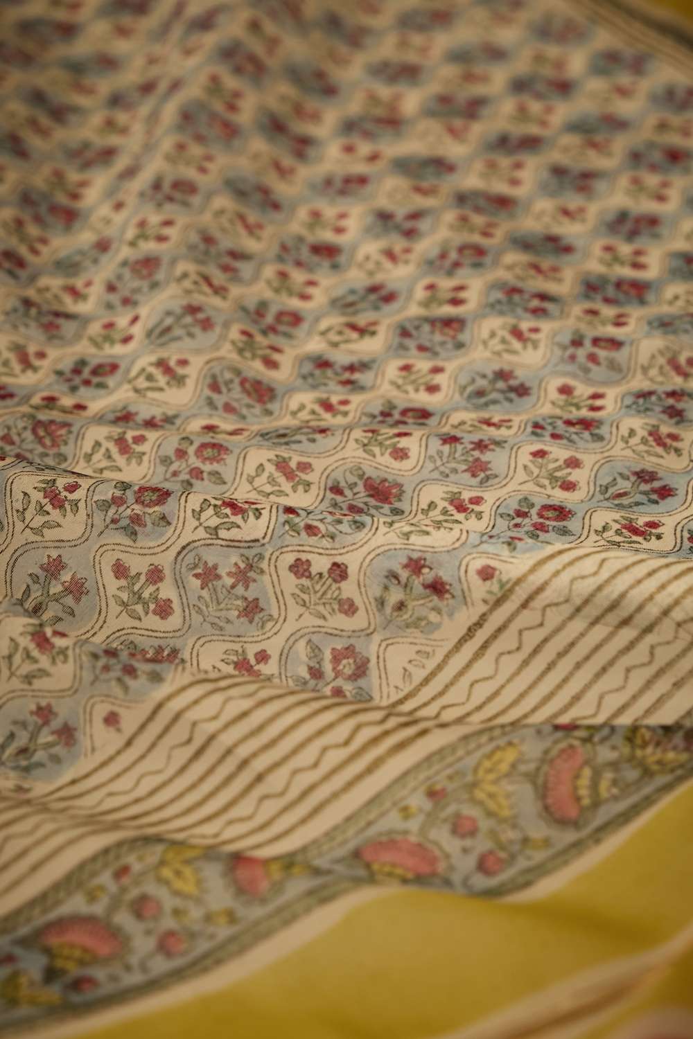 Light Blue Rajasthan Pure Silk Cotton Printed Sanganeri Saree image number null