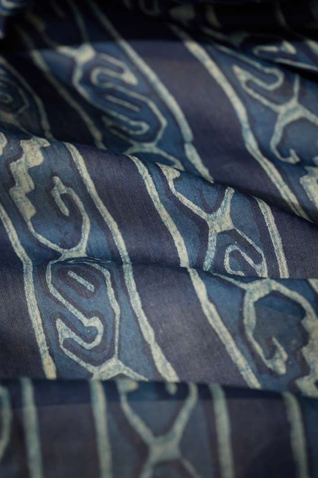 Blue Rajasthan Block Printed Pure Silk Cotton Saree thumbnail image number null