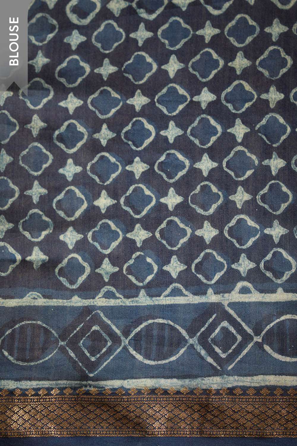 Blue Rajasthan Block Printed Pure Silk Cotton Saree image number null