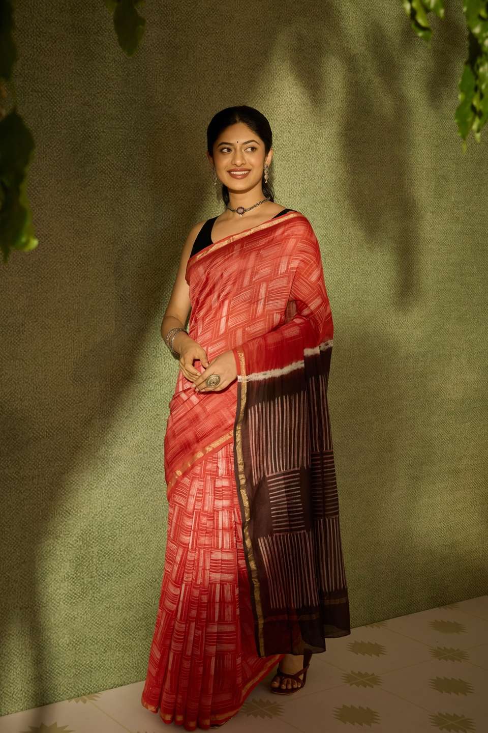 Red Rajasthan Pure Silk Cotton Tie & Dye Shibori Saree