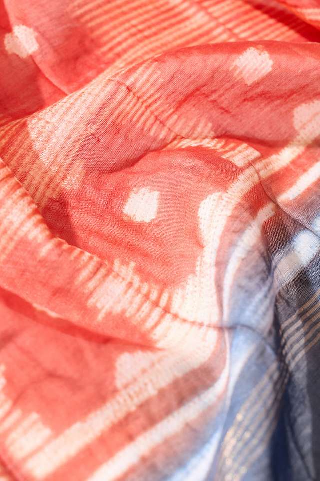 Dark Blue Tie & Dye Shibori Pure Silk Cotton Rajasthan Saree thumbnail image number null