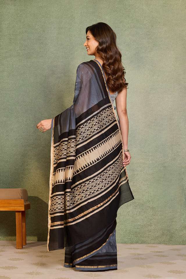 Blue Rajasthan Pure Silk Cotton Tie and Dye Shibori Saree thumbnail image number null