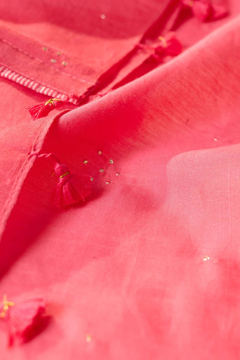 Pink Bengal Pure Silk Cotton Mukaish Embroidered Saree image number null