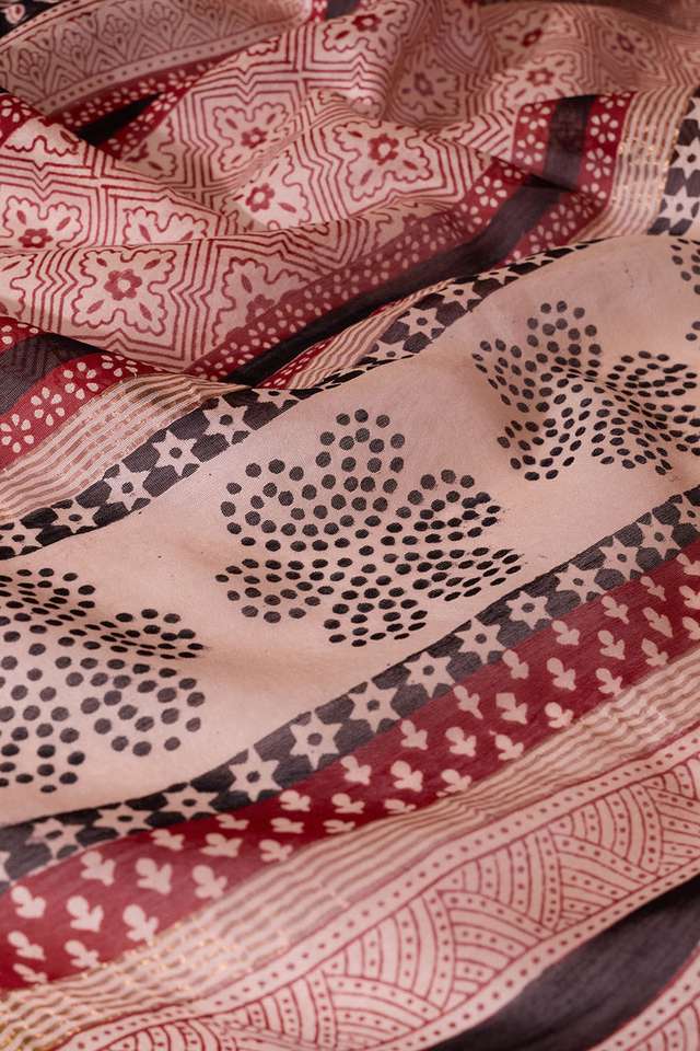 Black Bagh Block Printed Pure Silk Cotton Saree thumbnail image number null
