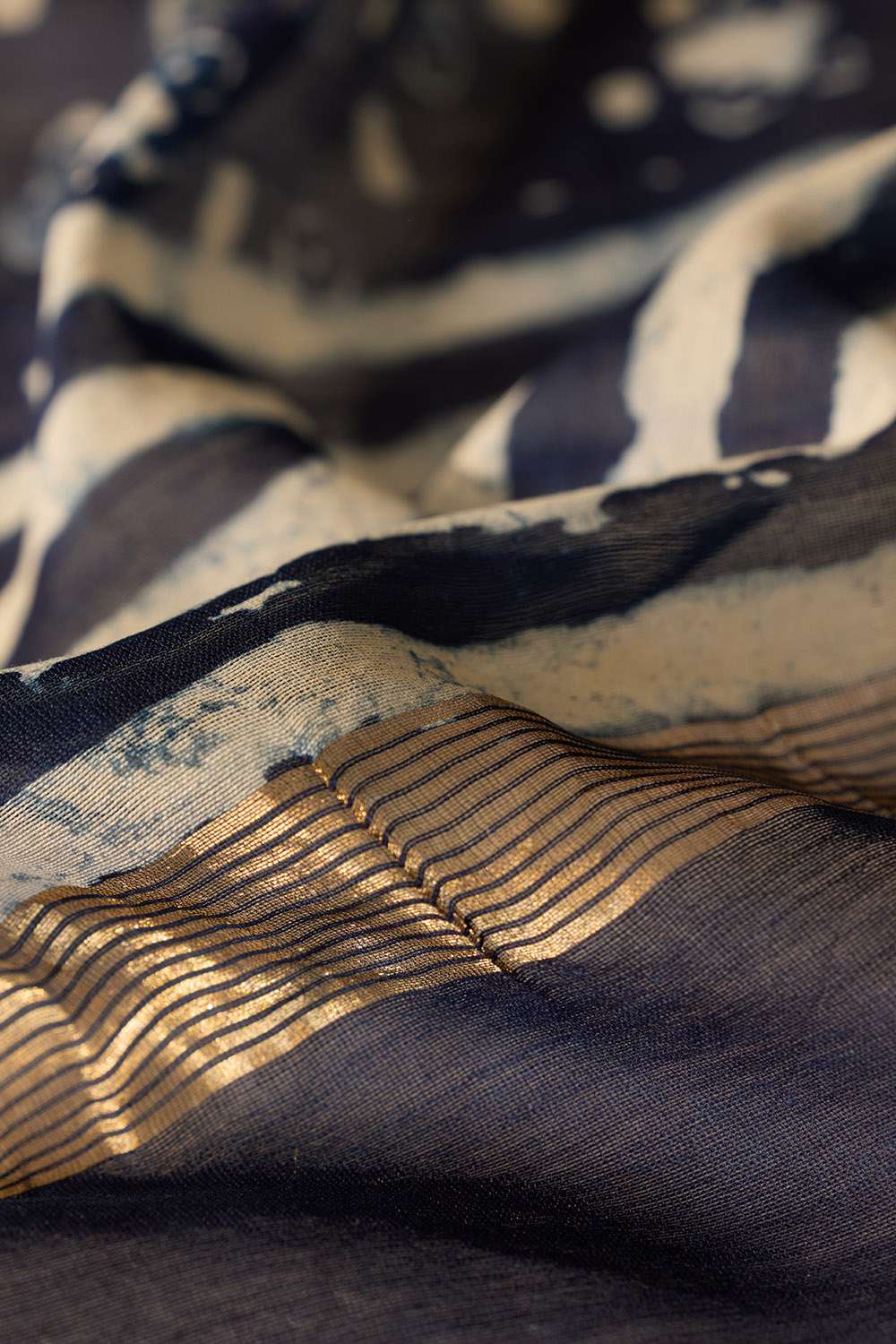 Blue Bagru Bagru Block Printed Pure Silk Cotton Saree image number null