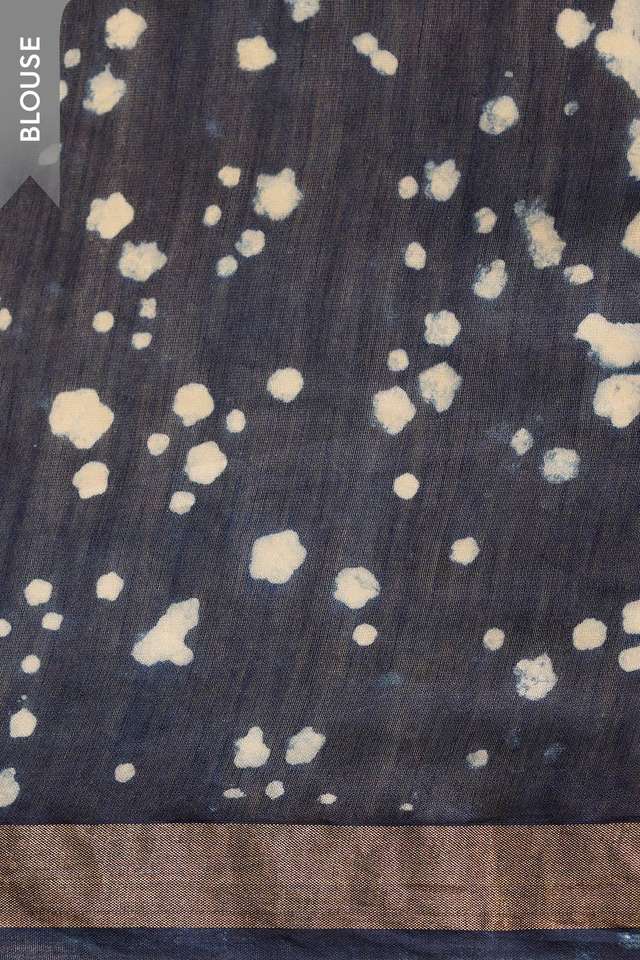 Blue Bagru Bagru Block Printed Pure Silk Cotton Saree thumbnail image number null