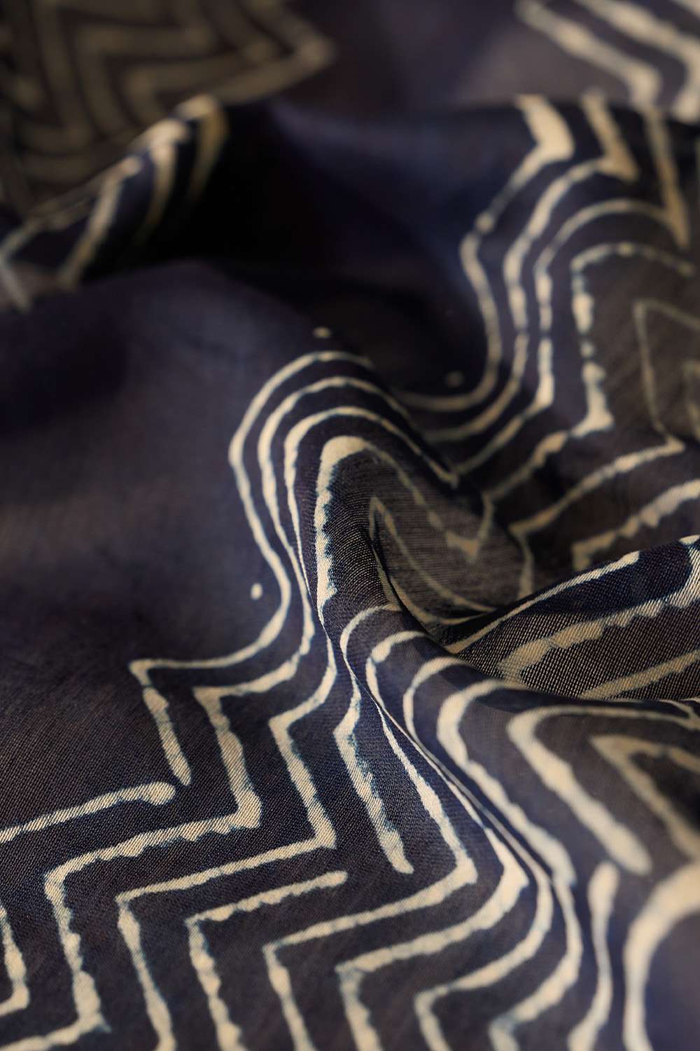 Blue Bagru Bagru Block Printed Pure Silk Cotton Saree image number null