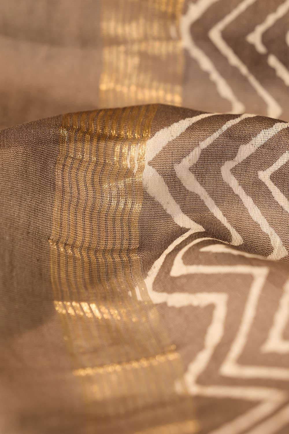 Grey Bagru Bagru Block Printed Pure Silk Cotton Saree image number null