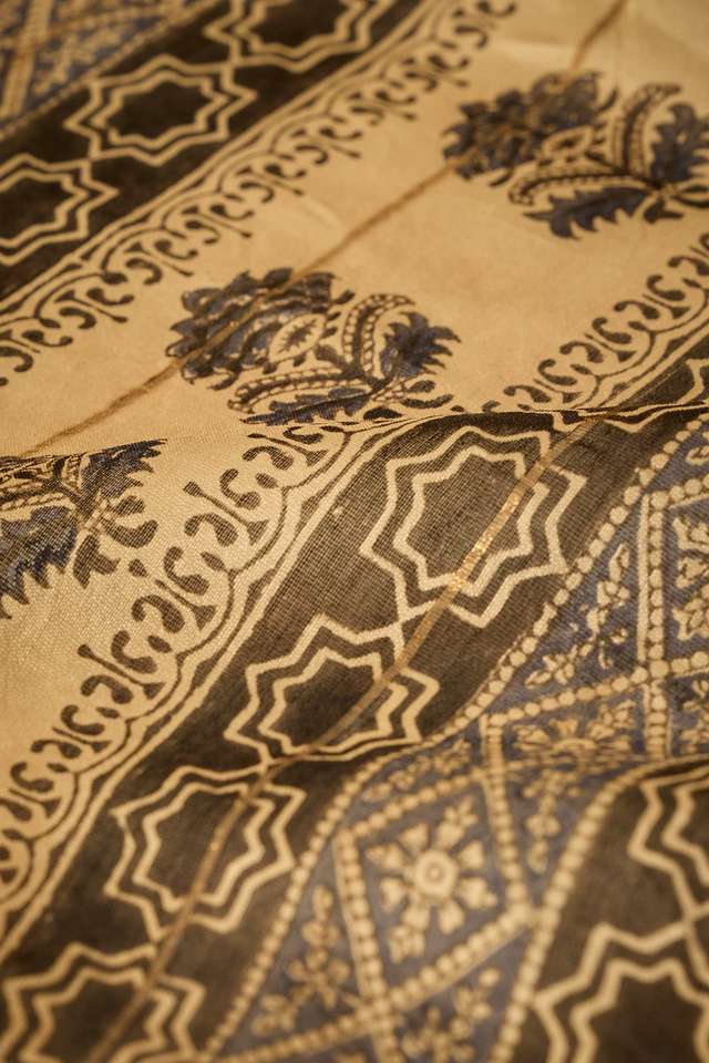 Blue Bagru Bagru Block Printed Pure Silk Cotton Saree thumbnail image number null