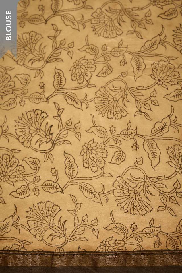 Blue Bagru Bagru Block Printed Pure Silk Cotton Saree thumbnail image number null