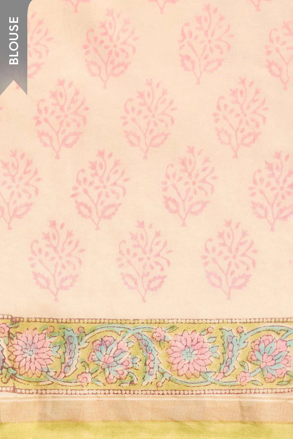 Green Bagru Pure Silk Cotton Printed Sanganeri Saree image number null