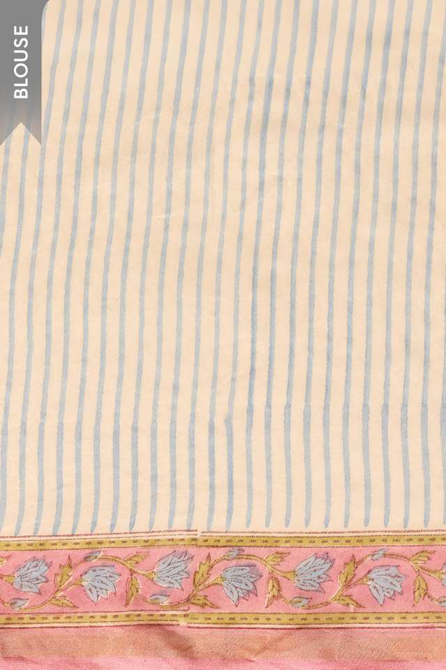 Pink Bagru Pure Silk Cotton Printed Sanganeri Saree thumbnail image number null