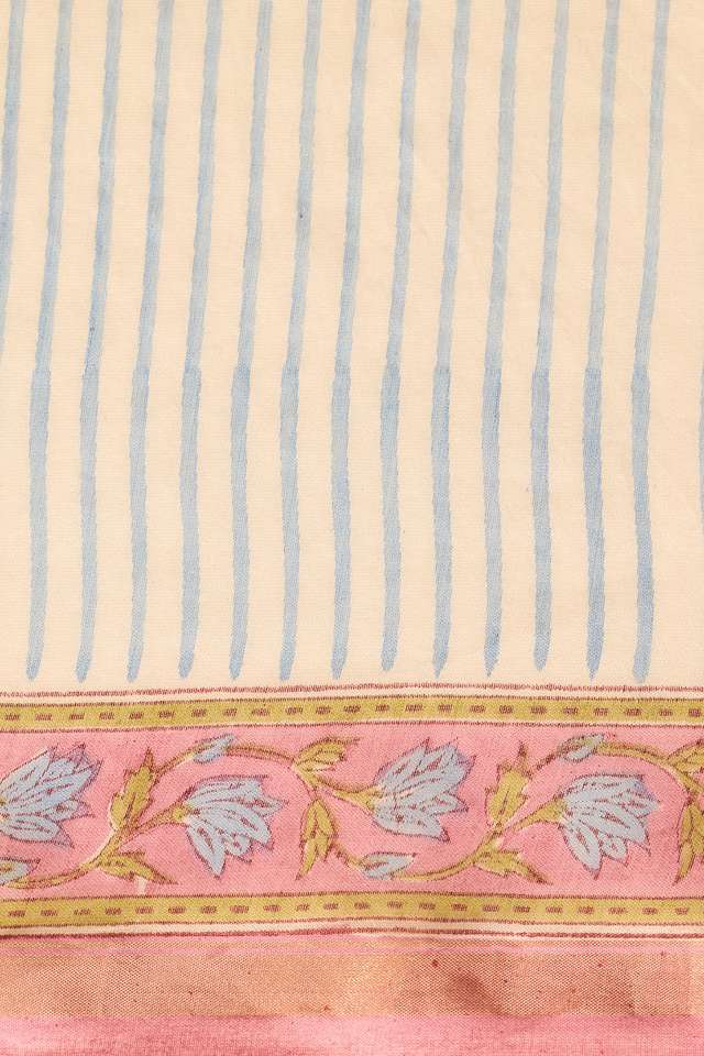 Pink Bagru Pure Silk Cotton Printed Sanganeri Saree thumbnail image number null