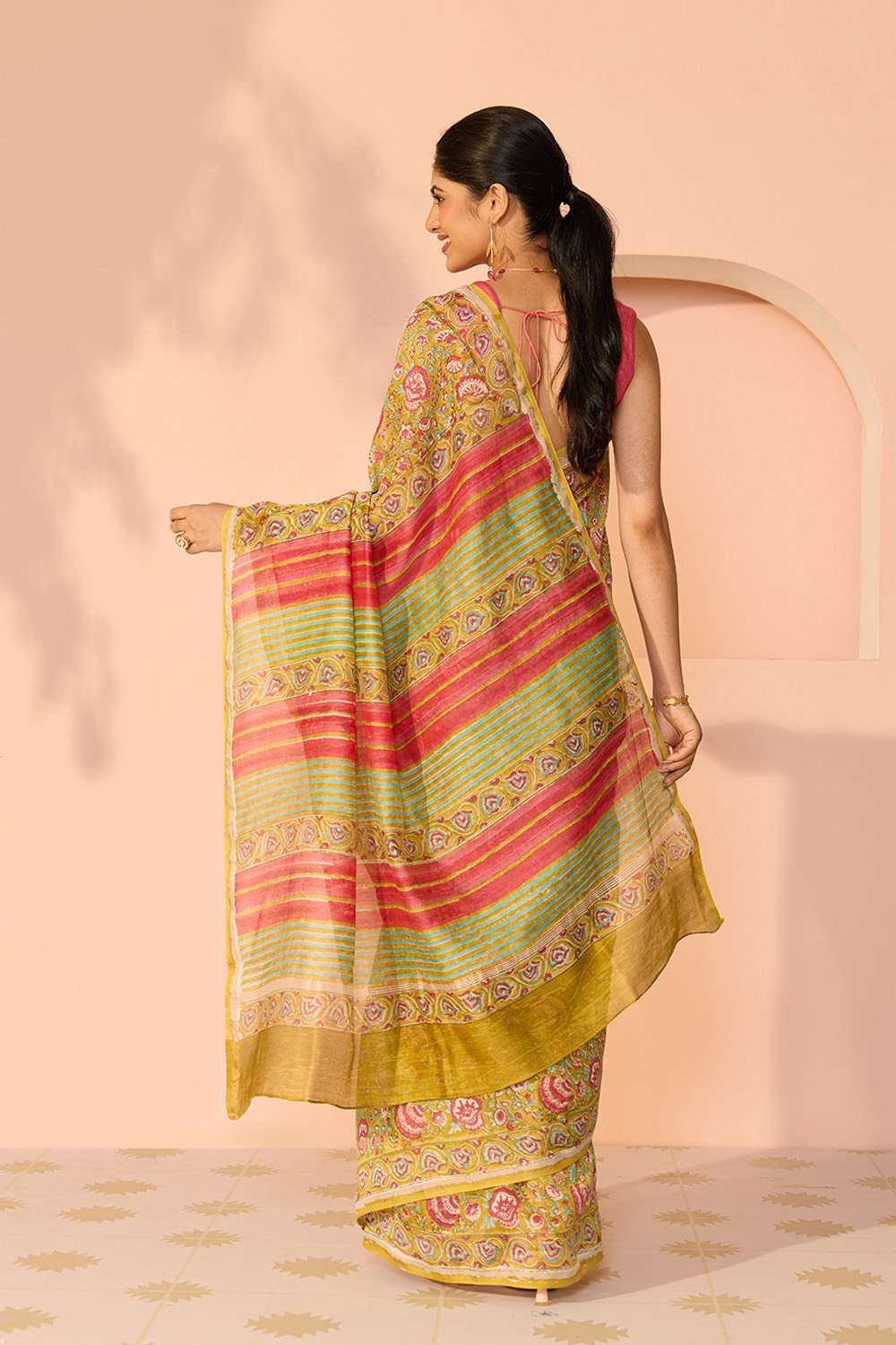 Green Rajasthan Pure Silk Cotton Printed Sanganeri Saree image number null