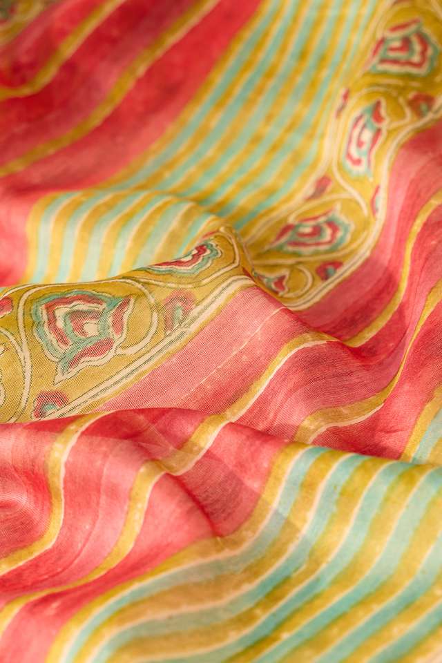 Green Rajasthan Pure Silk Cotton Printed Sanganeri Saree thumbnail image number null