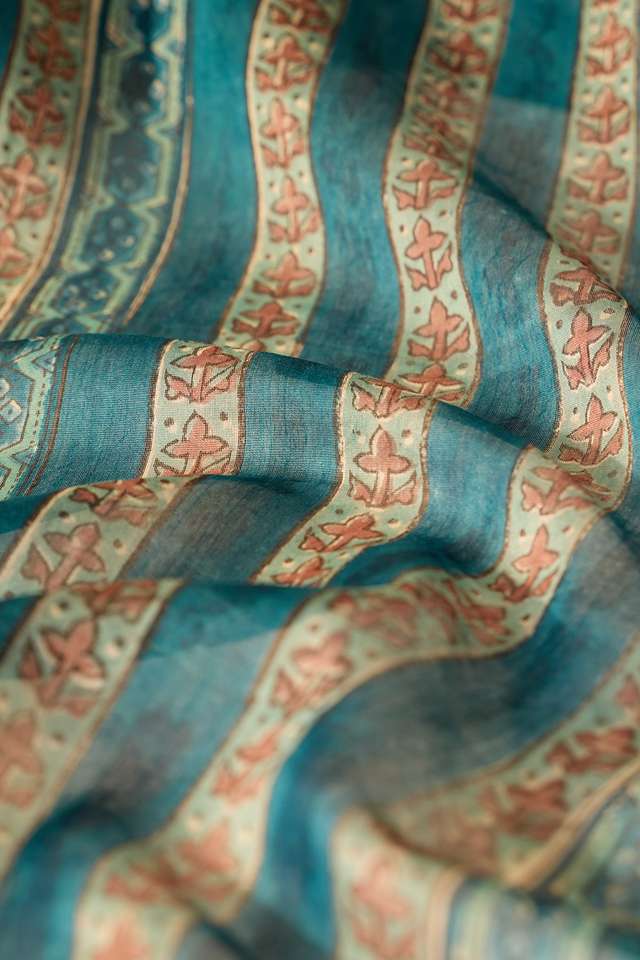 Blue Rajasthan Pure Silk Cotton Printed Sanganeri Saree thumbnail image number null