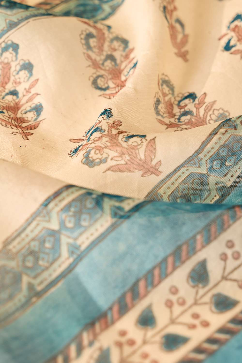 Blue Rajasthan Pure Silk Cotton Printed Sanganeri Saree image number null