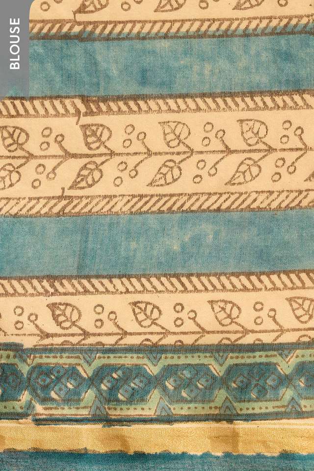 Blue Rajasthan Pure Silk Cotton Printed Sanganeri Saree thumbnail image number null