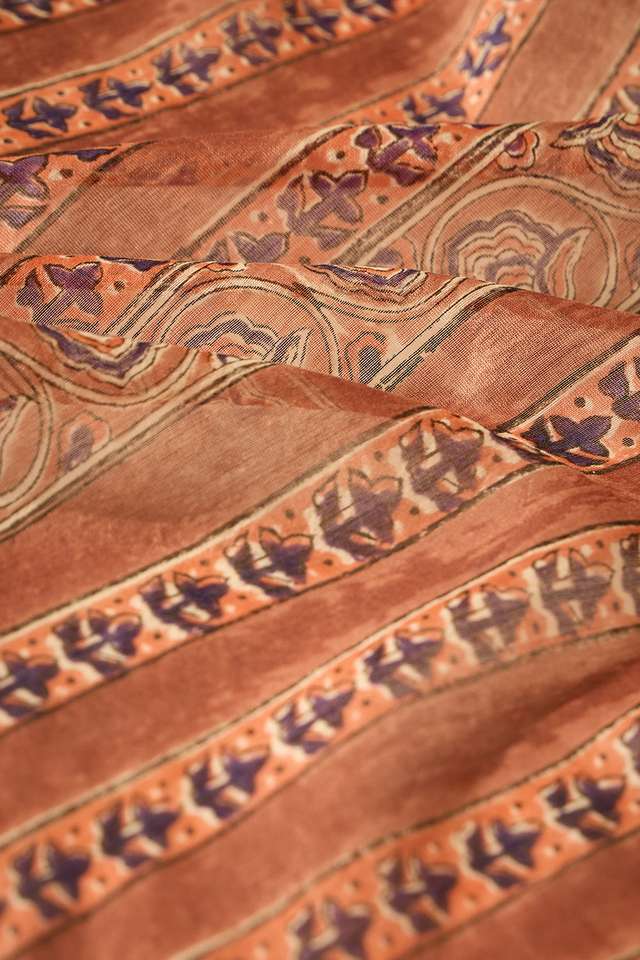Brown Rajasthan Pure Silk Cotton Printed Sanganeri Saree thumbnail image number null