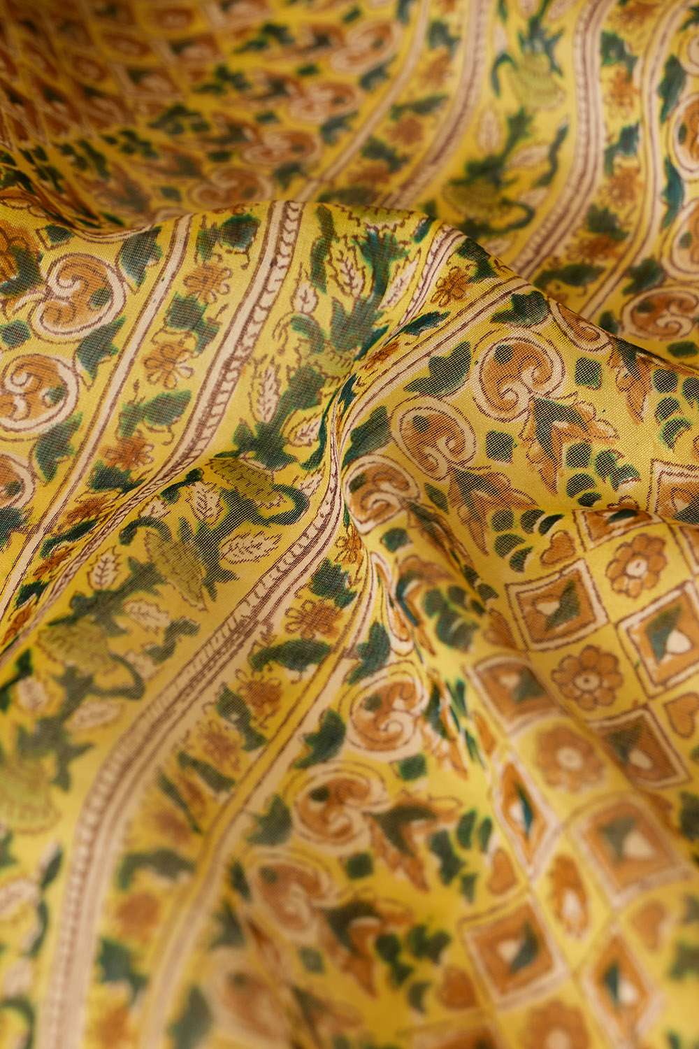 Yellow Rajasthan Pure Silk Cotton Printed Sanganeri Saree image number null