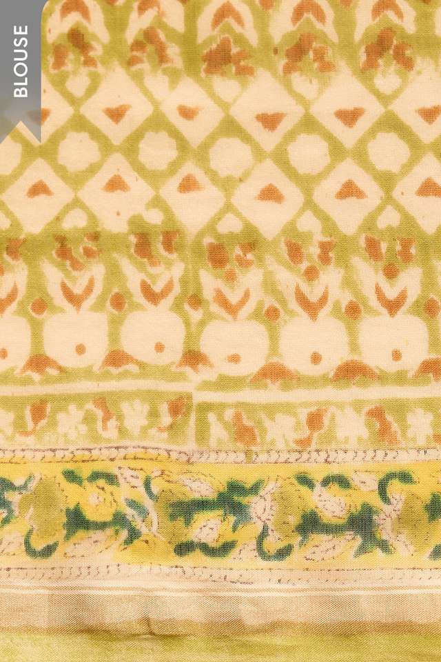 Yellow Rajasthan Pure Silk Cotton Printed Sanganeri Saree thumbnail image number null