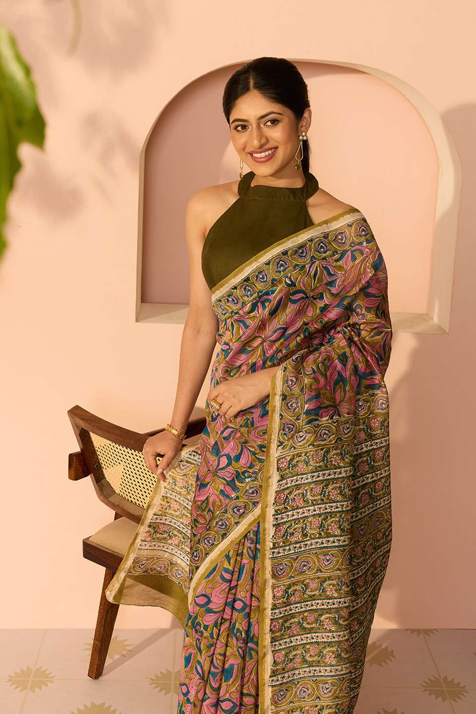 Pink Rajasthan Pure Silk Cotton Printed Sanganeri Saree