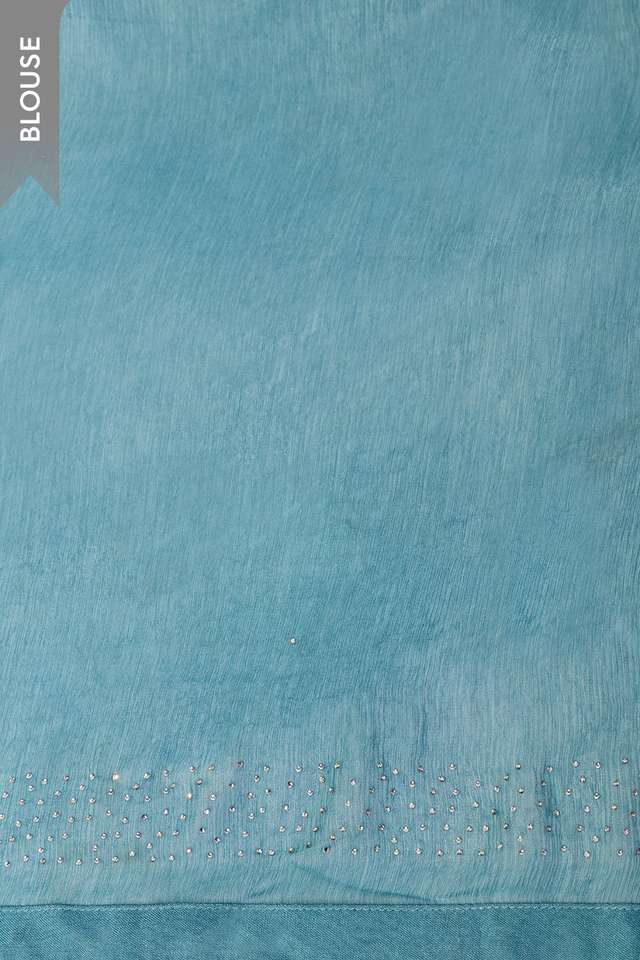 Light Blue Printed Viscose Chiffon Saree thumbnail image number null