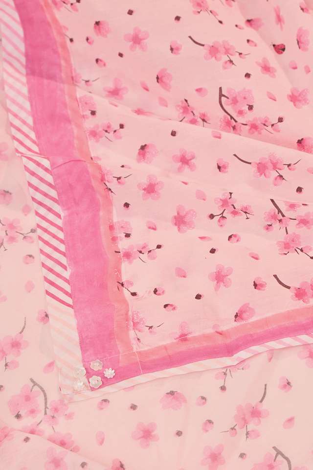 Light Pink Screen Printed Pure Cotton Saree thumbnail image number null
