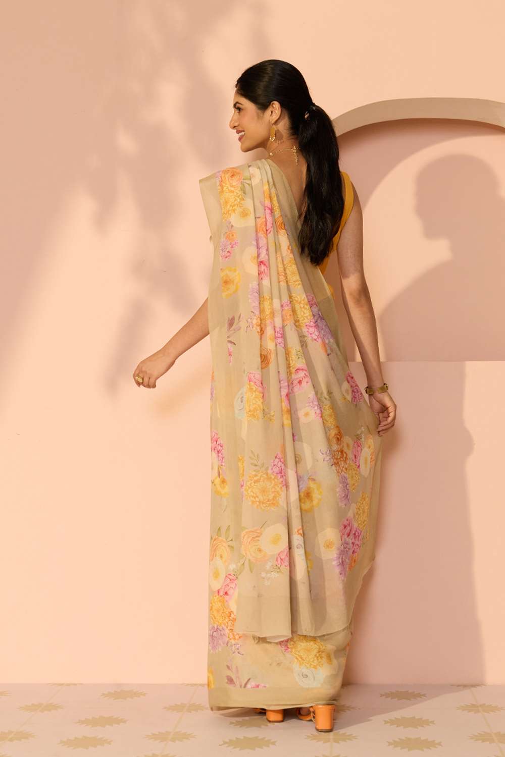 Light Green Printed Viscose Crepe Saree image number null