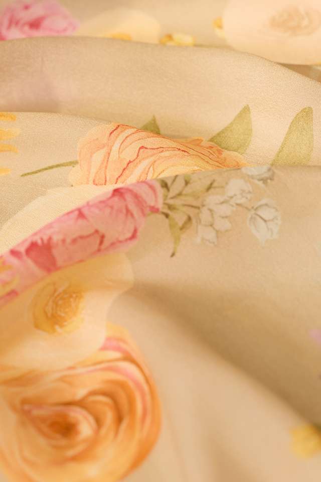 Light Green Printed Viscose Crepe Saree thumbnail image number null