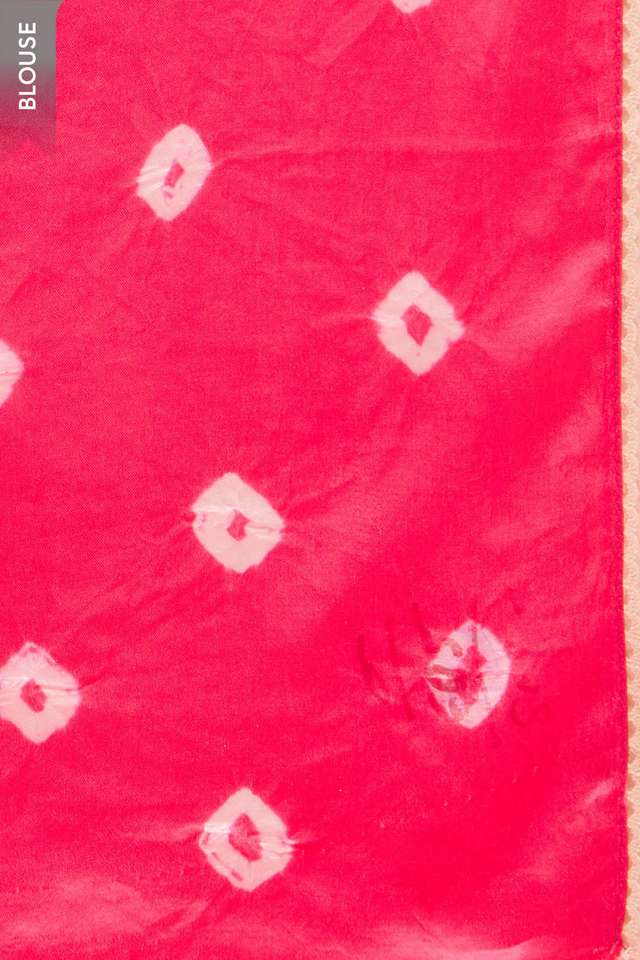 Pink Gujarat Pure Satin Tie & Dye Bandhni Saree thumbnail image number null