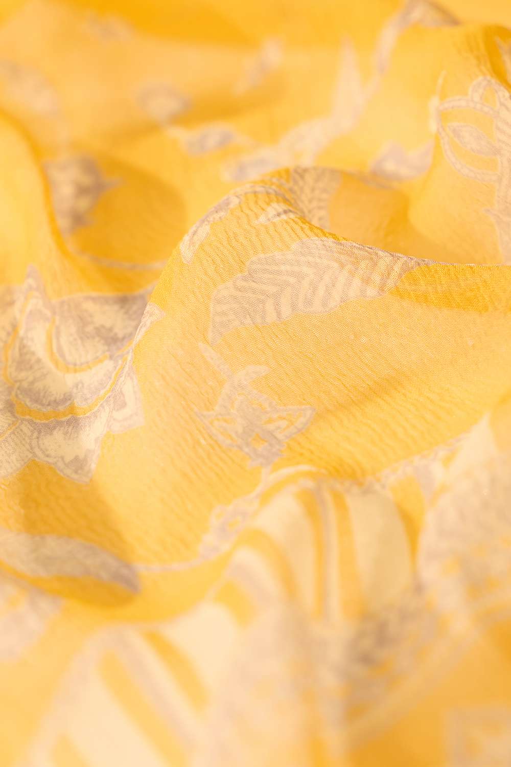 Yellow Screen Printed Viscose Chiffon Saree image number null