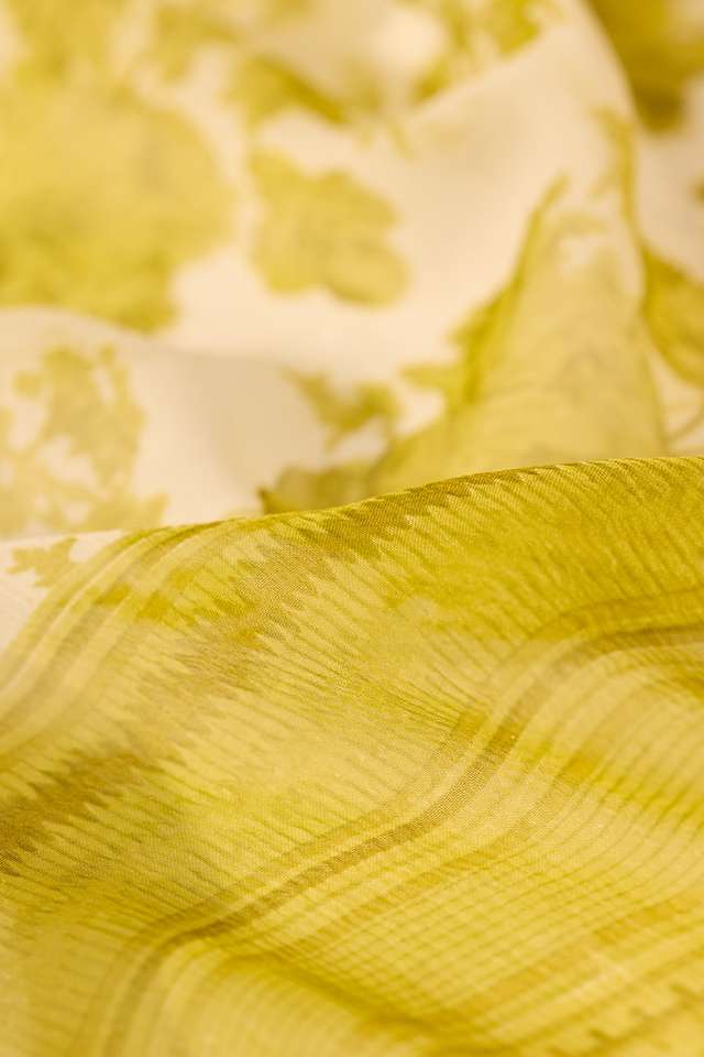 Green Screen Printed Viscose Chiffon Saree thumbnail image number null