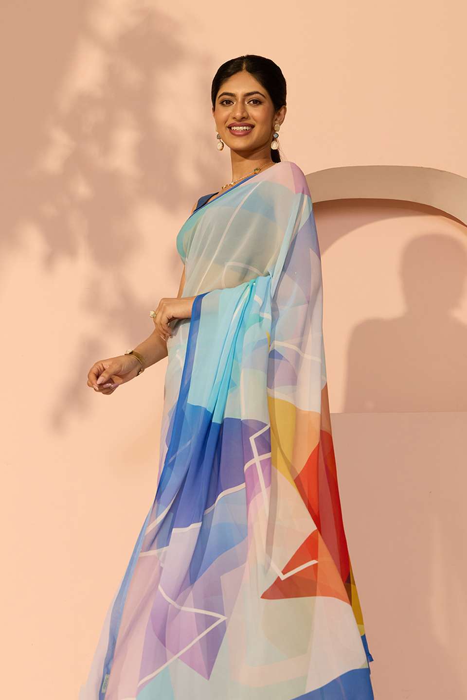 Multicoloured Printed Viscose Georgette Saree