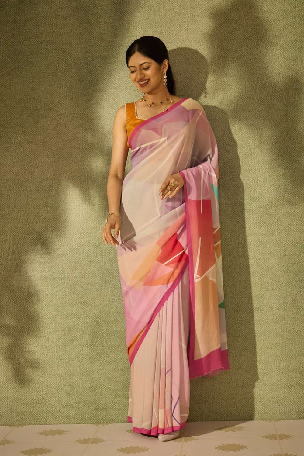 Multi Printed Viscose Georgette Saree image number null