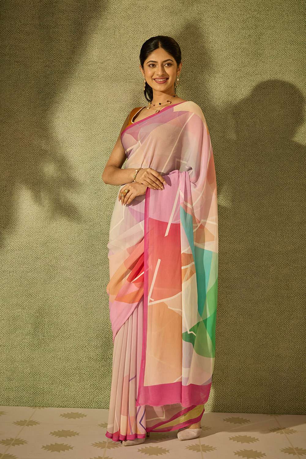 Multi Printed Viscose Georgette Saree image number null