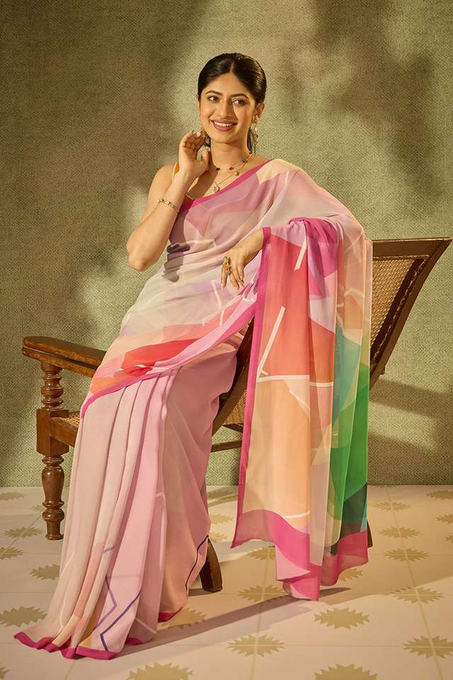 Multi Printed Viscose Georgette Saree thumbnail image number null