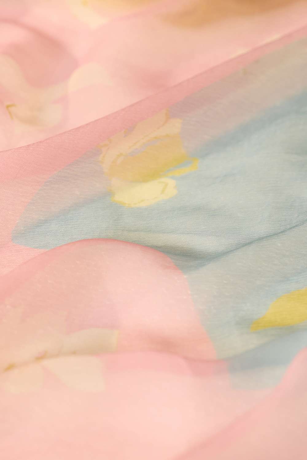 Multicoloured Printed Viscose Chiffon Saree image number null