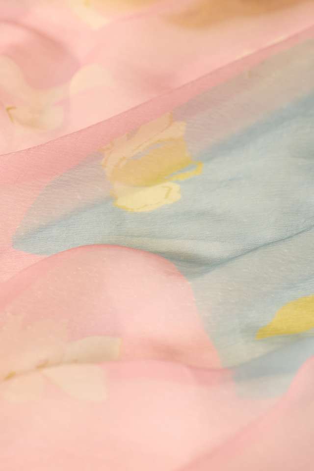 Multicoloured Printed Viscose Chiffon Saree thumbnail image number null