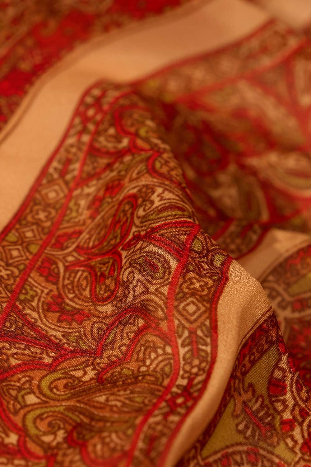Red Screen Printed Viscose Crepe Saree image number null