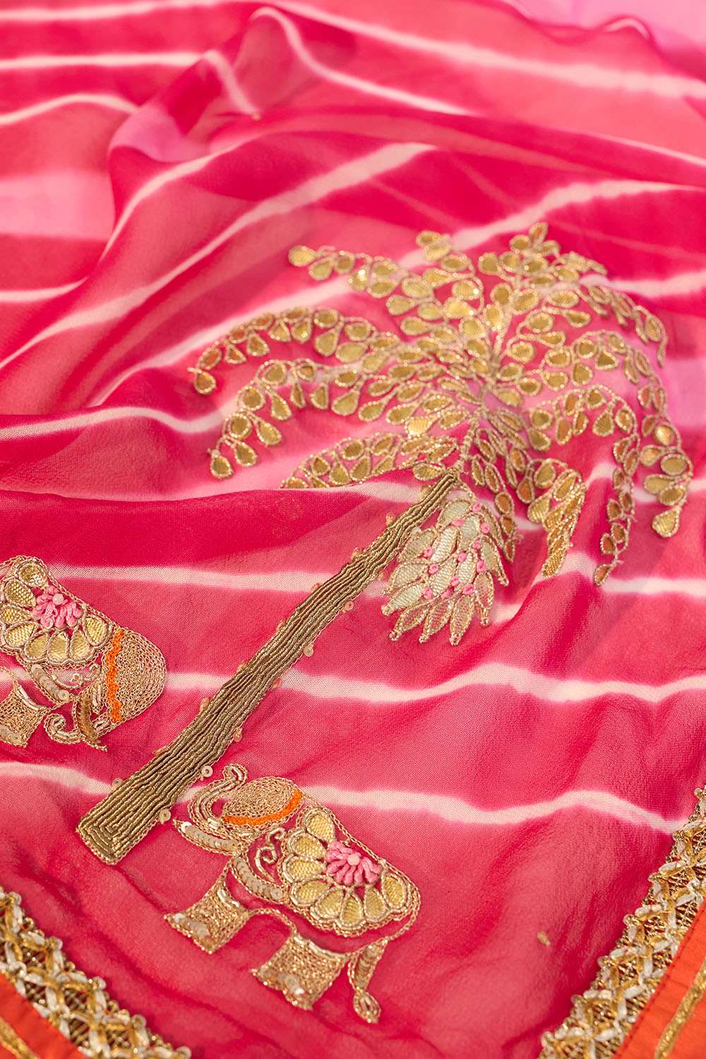 Dark Pink Rajasthan Viscose Georgette Leheriya Saree image number null