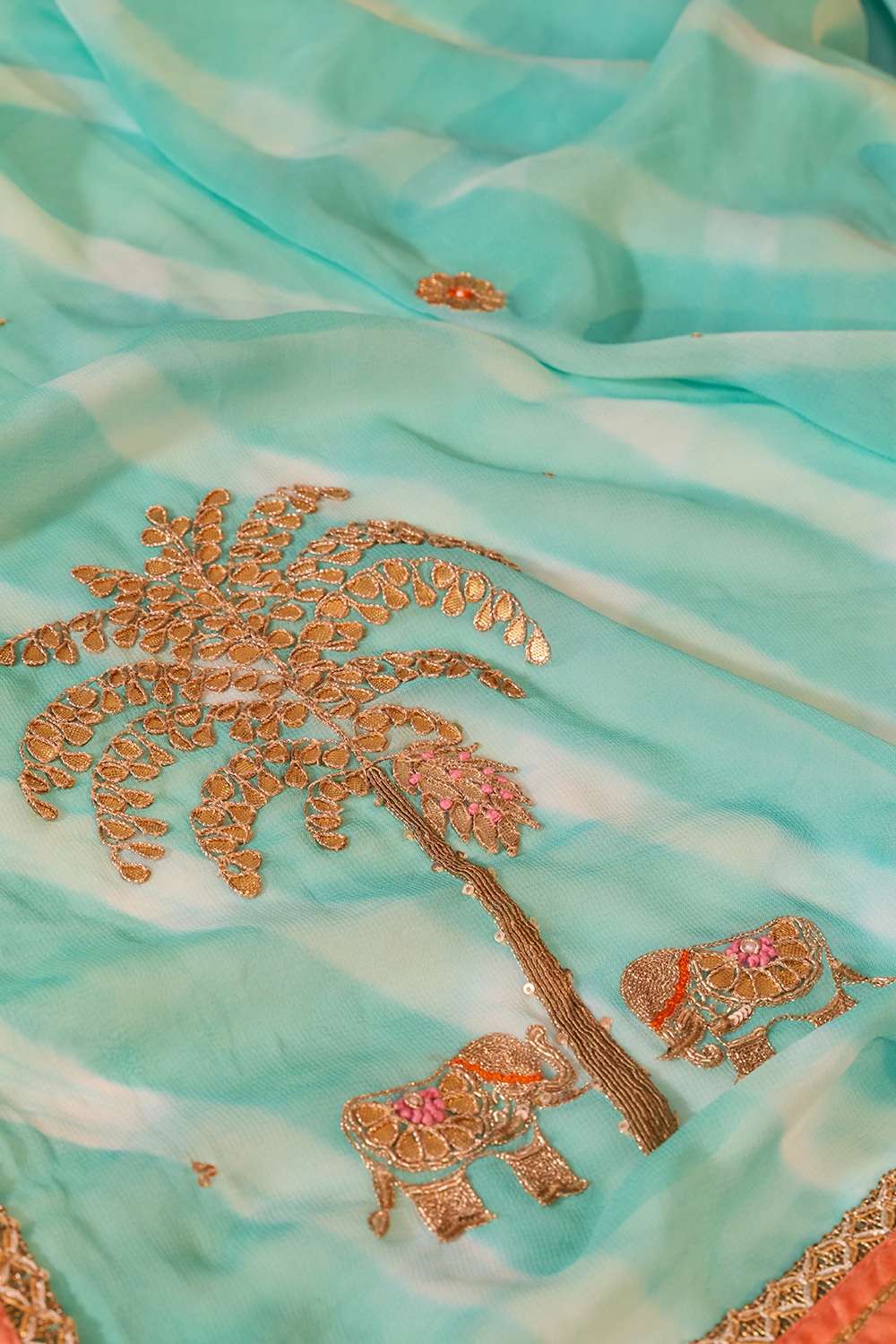 Blue Rajasthan Embroidered Viscose Georgette Saree image number null