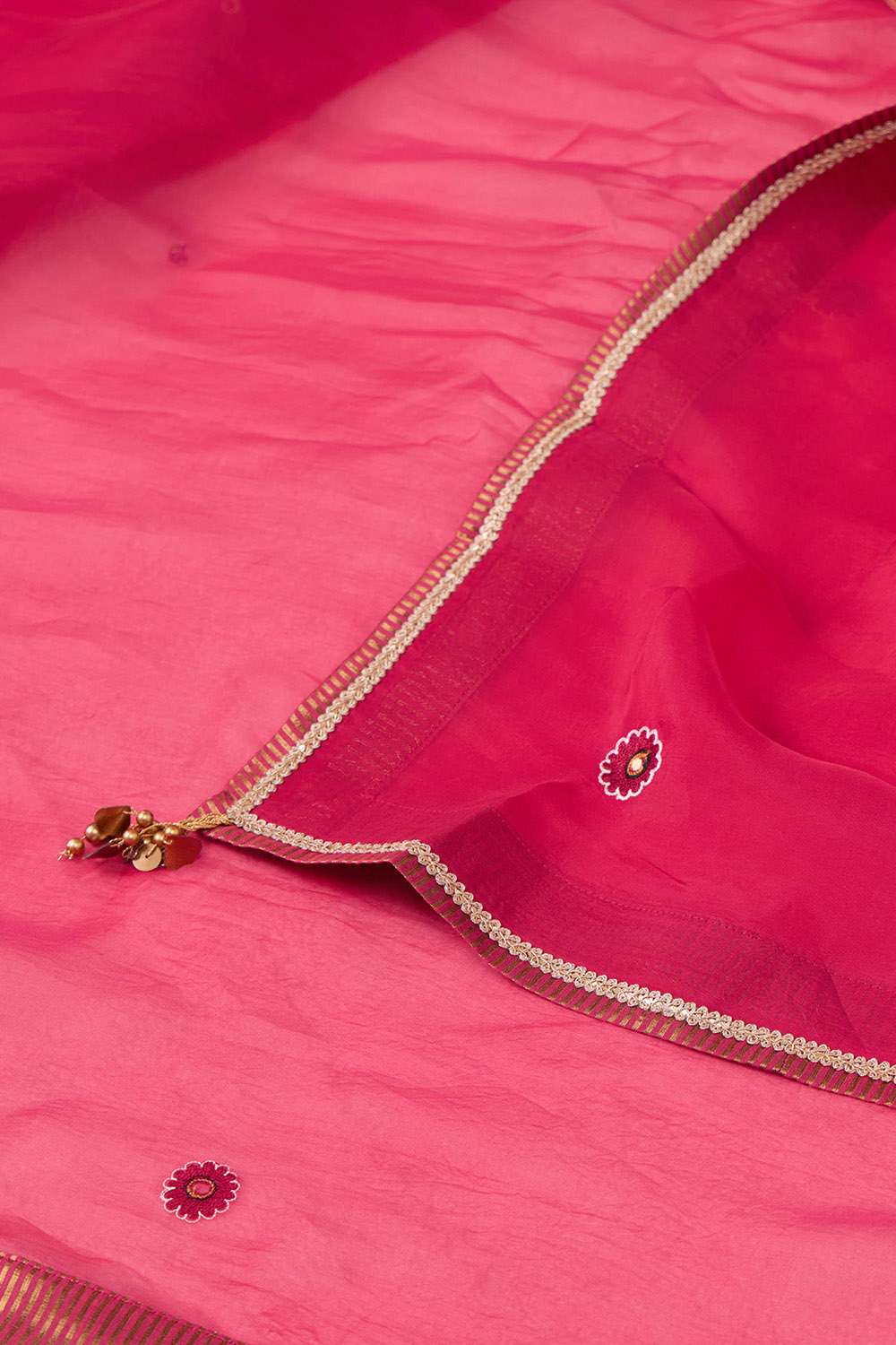 Red Viscose Organza Embroidered Saree image number null