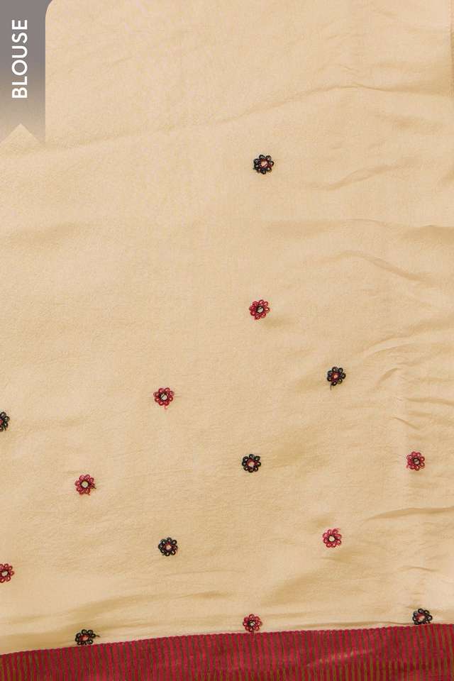 Red Viscose Organza Embroidered Saree thumbnail image number null
