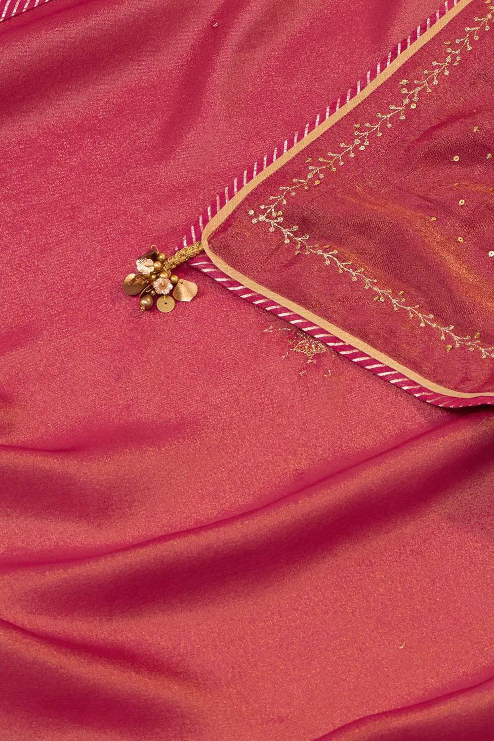Pink Viscose Tissue Embroidered Saree image number null