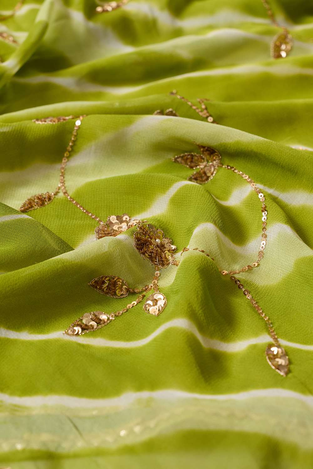 Green Embroidered Viscose Chiffon Saree image number null